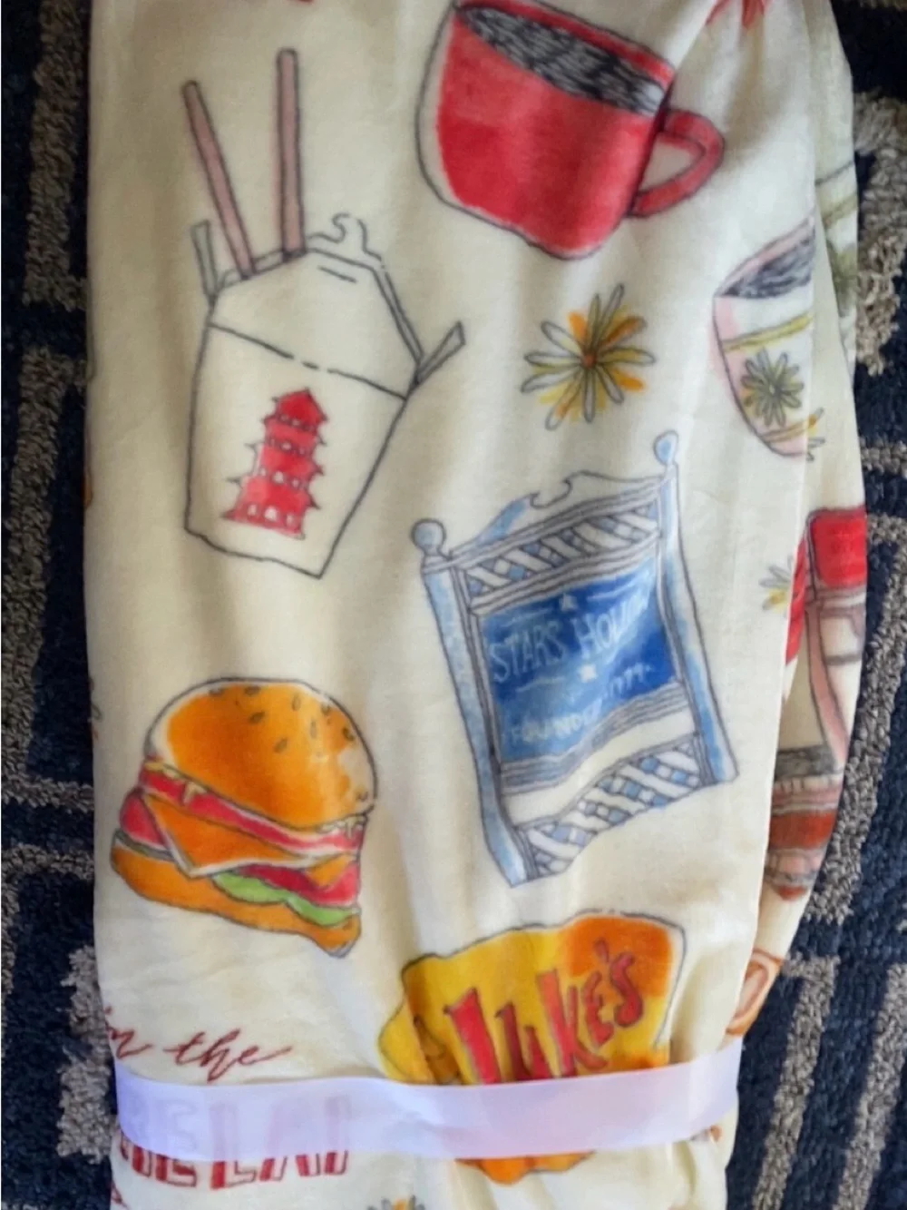 Gilmore Girls Luke's Diner Cream Printed Plush Throw Blanket